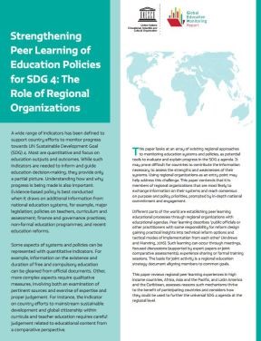 Strengthening Peer Learning of Education Policies for SDG 4: The Role of Regional Organizations 