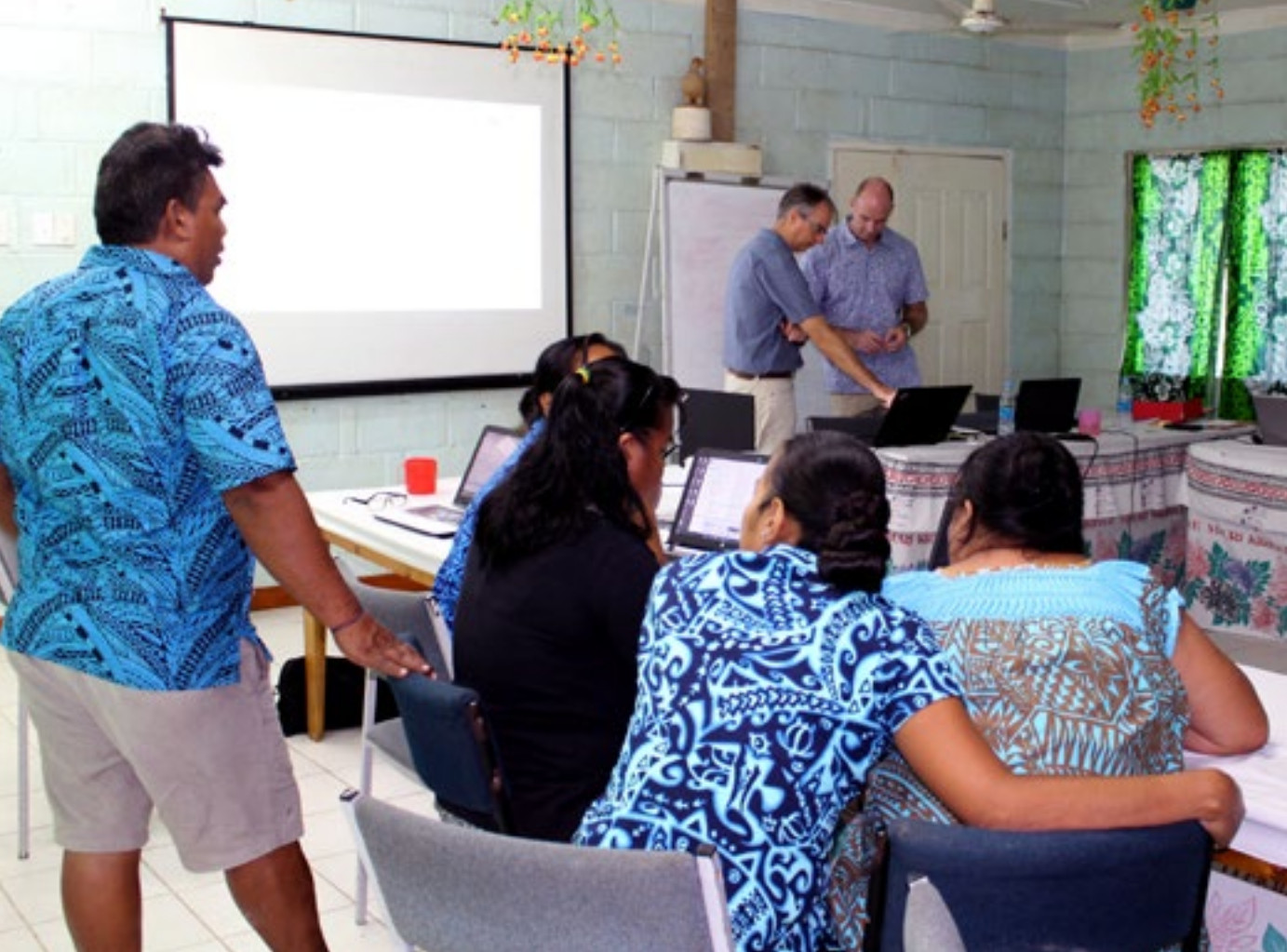 Participants engaging in a harvest strategy capacity-building workshop in Kiribati.