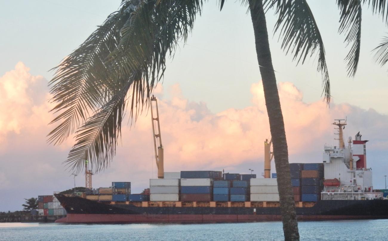 Container Ship, Apia, Samoa - Credit: Michael Coghlan