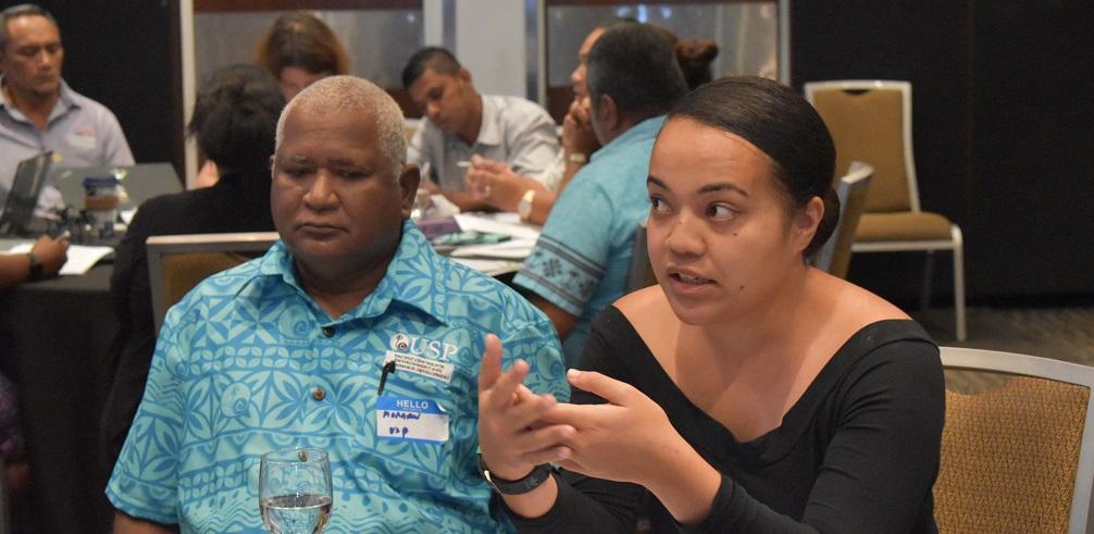 Charlotte Pihigia of Niue during one of the group discussions at the meeting 