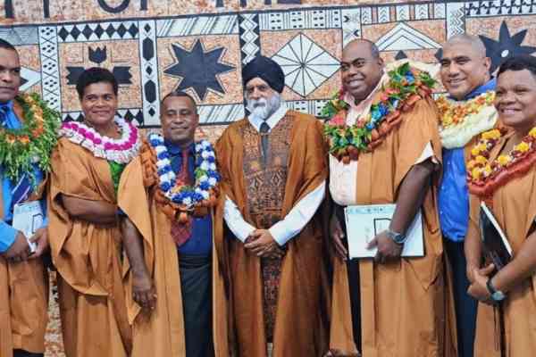 Certificate IV Disaster Risk Management graduates with USP’s Vice Vice-Chancellor - Professor Pal Ahluwalia