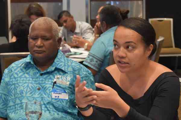 Charlotte Pihigia of Niue during one of the group discussions at the meeting 
