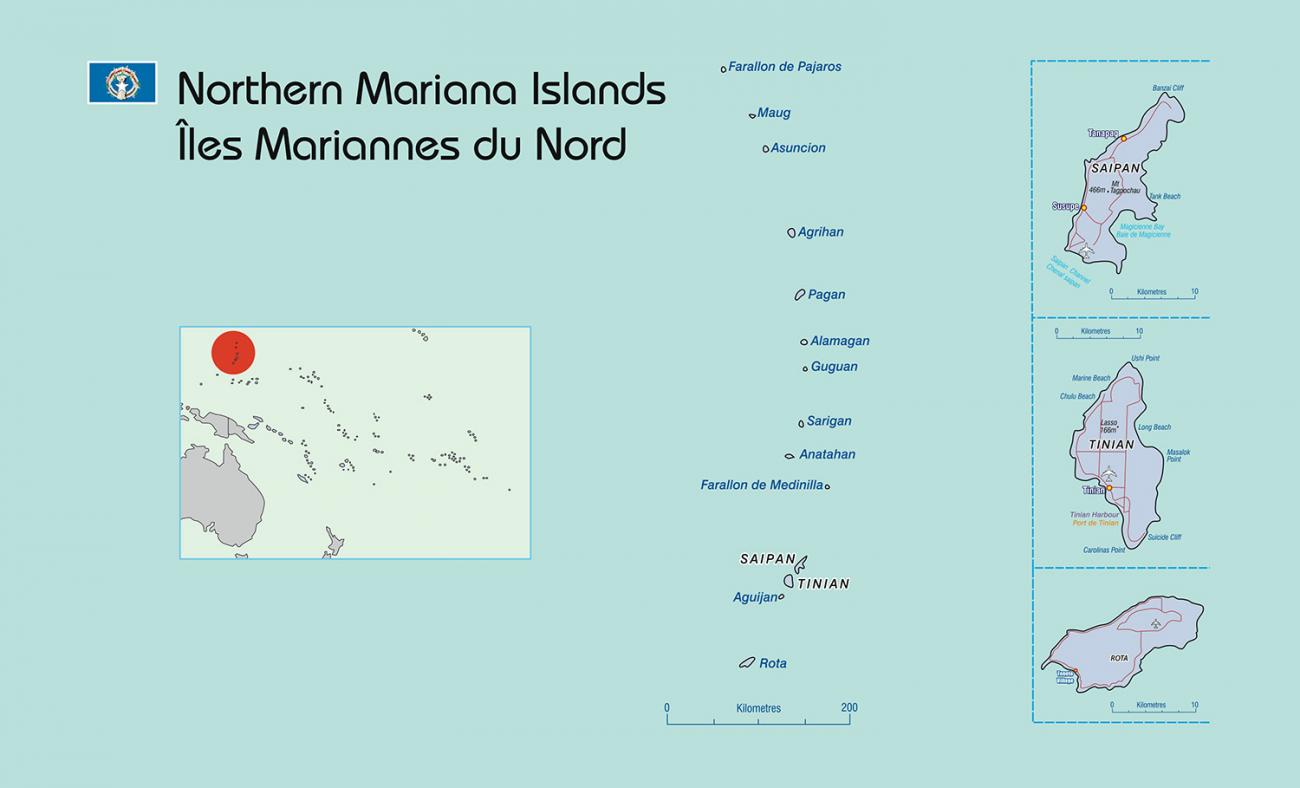 Carte des îles Mariannes du Nord